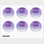 Sticker Rond Parties scintillant pourpre tombante, 20e annivers (Feuille)