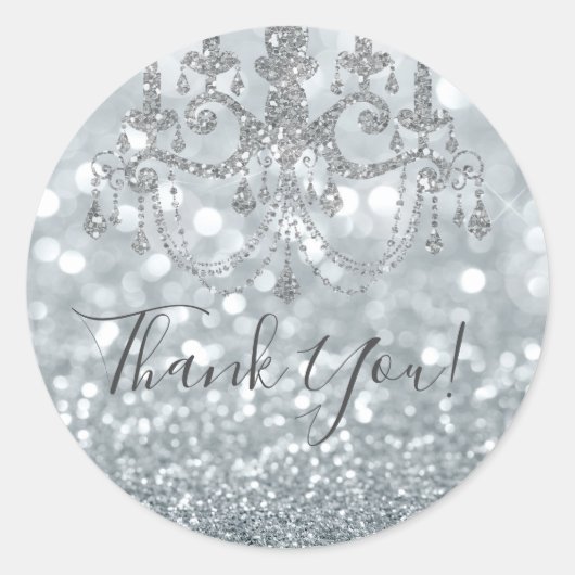 Sticker Rond Parties scintillant Princesse Silver Sparkle Glamo (Devant)