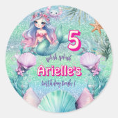 Sticker Rond Parties scintillant Purple Sirène anniversaire (Devant)