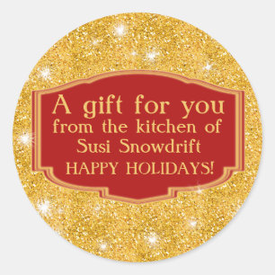 Sticker Rond Parties scintillant Regardez Sparkly Cookie Étique