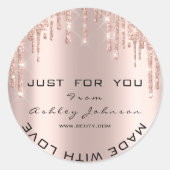 Sticker Rond Parties scintillant Remerciements Luxury Rose Or F (Devant)