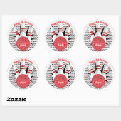 Sticker Rond Parties scintillant Retro Bowling fête d'anniversa (Feuille)