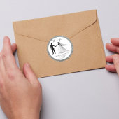 Sticker Rond Parties scintillant romantique avec mariée et Merc