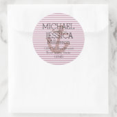 Sticker Rond Parties scintillant rose Ancre rayures Adresse per (Sac)