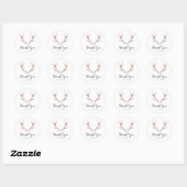 Sticker Rond Parties scintillant rose Antlers de Cerfs Rustique (Feuille)