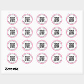 Sticker Rond Parties scintillant rose apparence bordure code QR (Feuille)