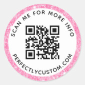 Sticker Rond Parties scintillant rose apparence bordure code QR (Devant)