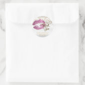 Sticker Rond Parties scintillant rose bâton sur blanc - Merci (Sac)