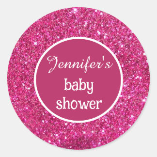Sticker Rond parties scintillant rose bébé douche