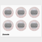 Sticker Rond Parties scintillant rose blanc & mariage élégant a (Feuille)