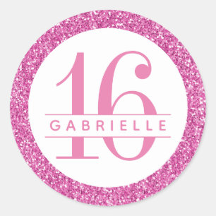 Sticker Rond Parties scintillant rose Bubblegum Favoriser l'Ét