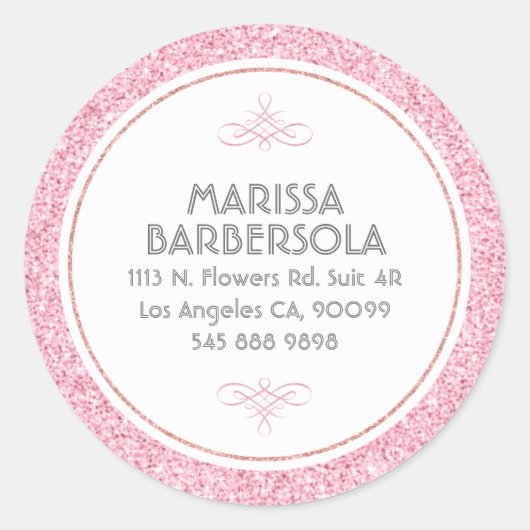 Sticker Rond Parties scintillant rose Cercle blanc Design moder (Devant)