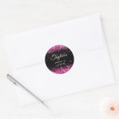 Sticker Rond Parties scintillant rose chaud Black Sweet 16 (Enveloppe)