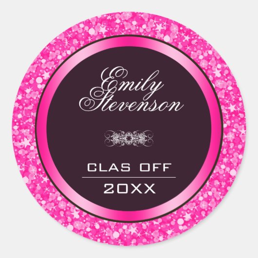 Sticker Rond Parties scintillant rose chaud - Graduations (Devant)