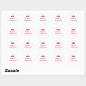 Sticker Rond Parties scintillant rose  Couronne Royal Princess  (Feuille)