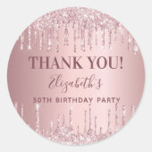 Sticker Rond Parties scintillant rose d'anniversaire poussiéreu (Devant)