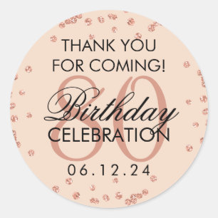Sticker Rond Parties scintillant Rose de l'Merci Gold Blush