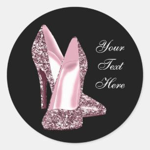 Sticker Rond Parties scintillant rose élégante Chaussure de h