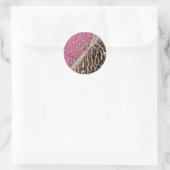 Sticker Rond Parties scintillant rose Empreinte de léopard chic (Sac)