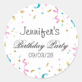 Sticker Rond Parties scintillant rose et aqua Confetti (Devant)