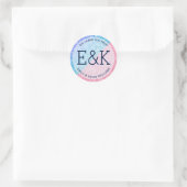 Sticker Rond Parties scintillant rose et bleu monogramme Concep (Sac)