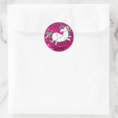 Sticker Rond Parties scintillant rose et licorne (Sac)