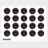 Sticker Rond Parties scintillant rose et sucré noir 16 Annivers (Feuille)
