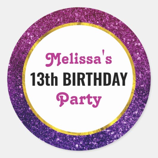 Sticker Rond Parties scintillant rose et violet Étincelle Pierr (Devant)
