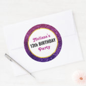 Sticker Rond Parties scintillant rose et violet Étincelle Pierr (Enveloppe)