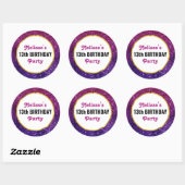 Sticker Rond Parties scintillant rose et violet Étincelle Pierr (Feuille)