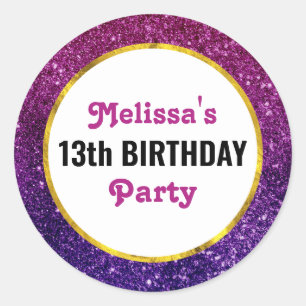 Sticker Rond Parties scintillant rose et violet Étincelle Pierr