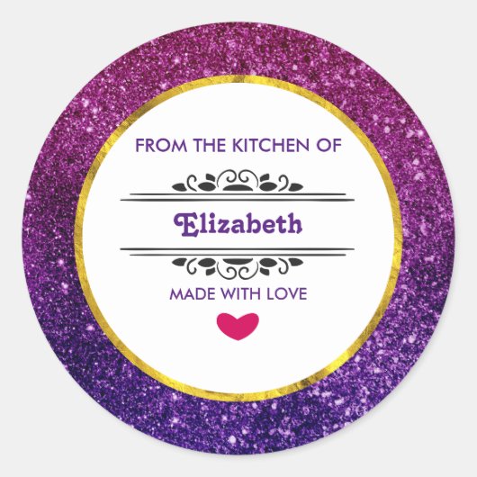 Sticker Rond Parties scintillant rose et violet Étincelle Pierr (Devant)
