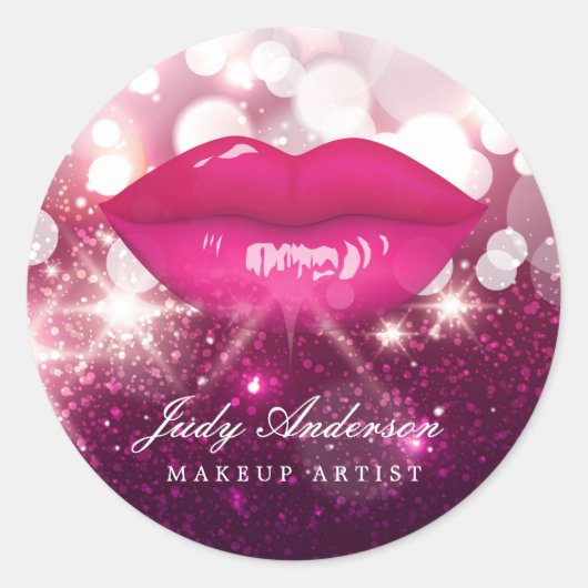 Sticker Rond Parties scintillant rose étincelant Rouge Lips maq (Devant)