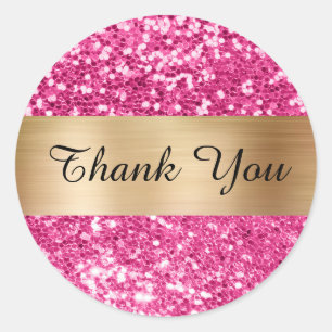 Sticker Rond Parties scintillant rose étincelante brillant  dor