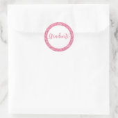 Sticker Rond Parties scintillant rose Faire-part d'études supér (Sac)