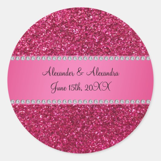 Sticker Rond Parties scintillant rose faveurs de mariage (Devant)