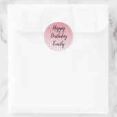 Sticker Rond Parties scintillant rose Glam Joyeux anniversaire (Sac)