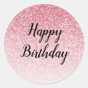 Sticker Rond Parties scintillant rose Glam Joyeux anniversaire
