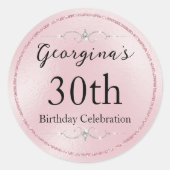 Sticker Rond Parties scintillant rose glamour et diamants (Devant)