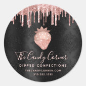 Sticker Rond Parties scintillant rose Gold Fraise Confection No (Devant)