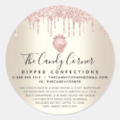 Sticker Rond Parties scintillant rose goutte de fraise Confecti (Devant)