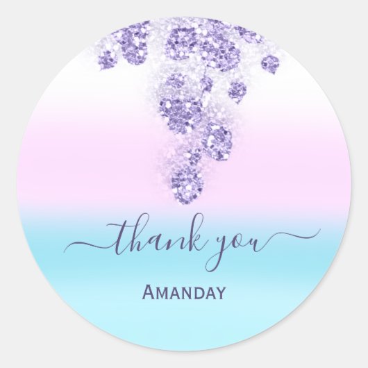 Sticker Rond Parties scintillant rose gouttes nuptiale Sweet16e (Devant)