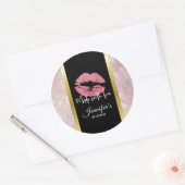 Sticker Rond Parties scintillant rose lèvres et Rose Gold Feuil (Enveloppe)