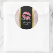 Sticker Rond Parties scintillant rose lèvres et Rose Gold Feuil (Sac)