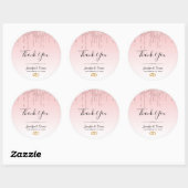 Sticker Rond Parties scintillant rose Mariage moderne Merci   (Feuille)