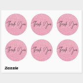 Sticker Rond Parties scintillant rose Merci (Feuille)