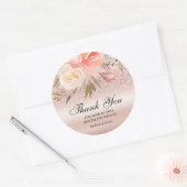 Sticker Rond Parties scintillant rose Merci Mariage (Enveloppe)
