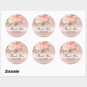 Sticker Rond Parties scintillant rose Merci Mariage (Feuille)