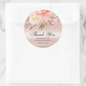 Sticker Rond Parties scintillant rose Merci Mariage (Sac)