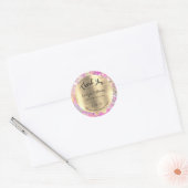 Sticker Rond Parties scintillant rose Merci Opal (Enveloppe)